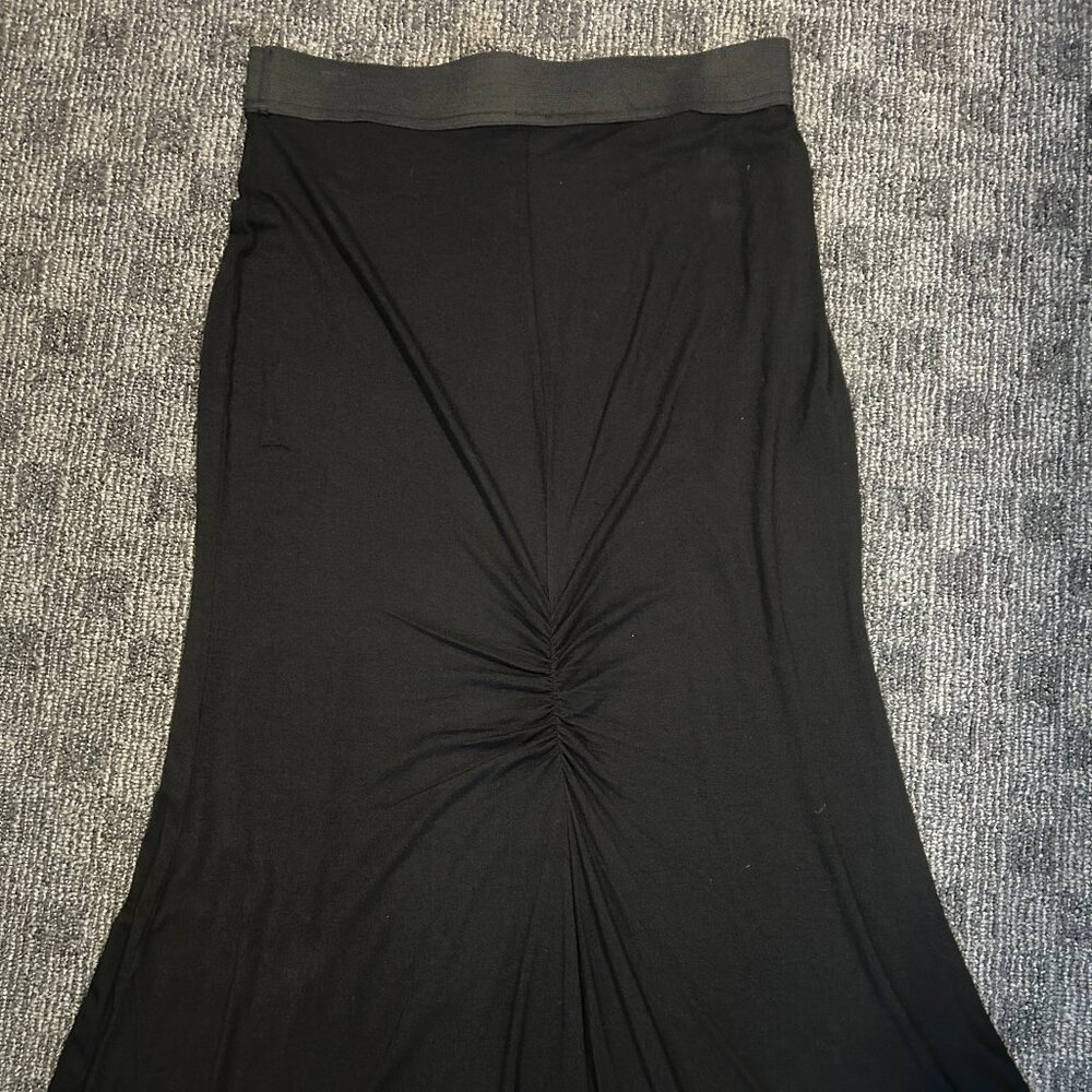 Michael Stars long black elastic waist maxi skirt gathered hi-lo XL goth gothic
